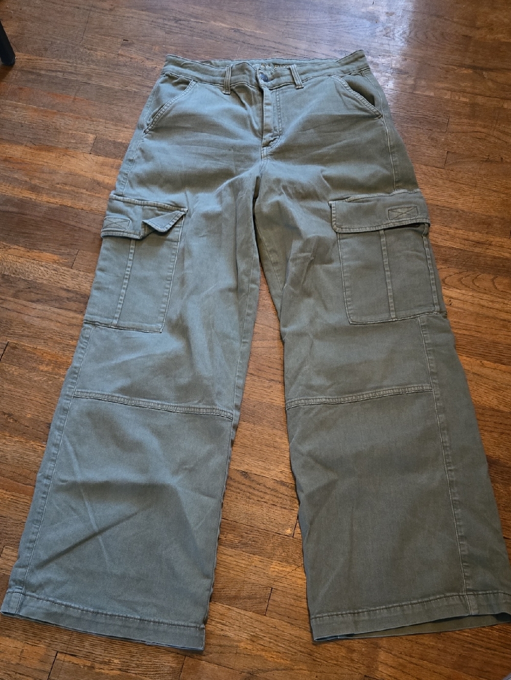 American Eagle Baggy Wide Leg Pants Womens Size 8 Cargo Green Skater‎ Boho